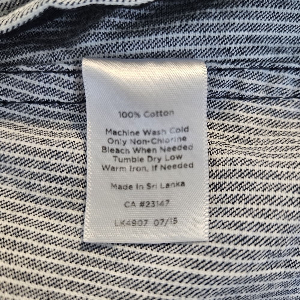 Talbots Blue Railroad Striped Full Zip Cotton Jacket With Snap Pockets Size 12 - Picture 6 of 9